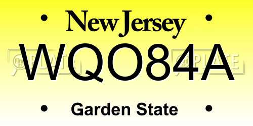 WQO84A New Jersey License Plate