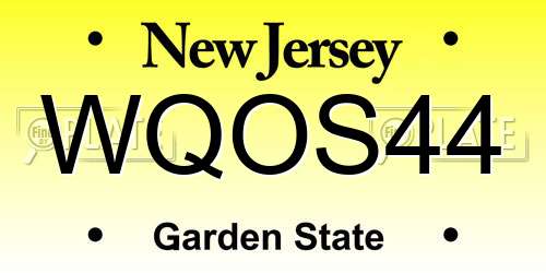 WQOS44 New Jersey License Plate