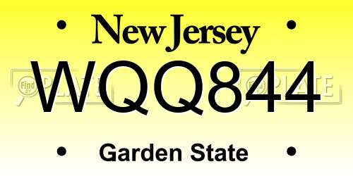 WQQ844 New Jersey License Plate