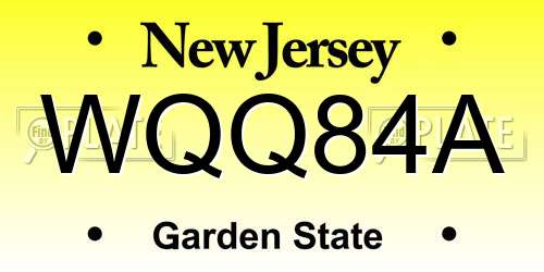 WQQ84A New Jersey License Plate