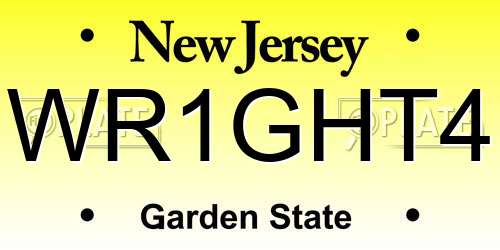 WR1GHT4 New Jersey License Plate