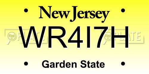 WR4I7H New Jersey License Plate