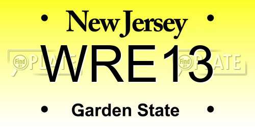 WRE13 New Jersey License Plate