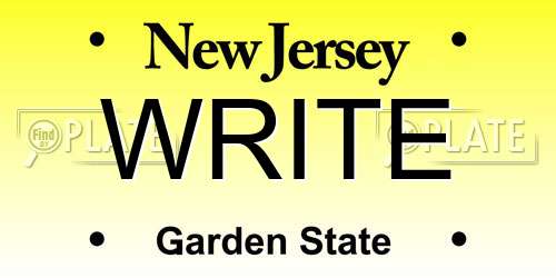 WRITE New Jersey License Plate
