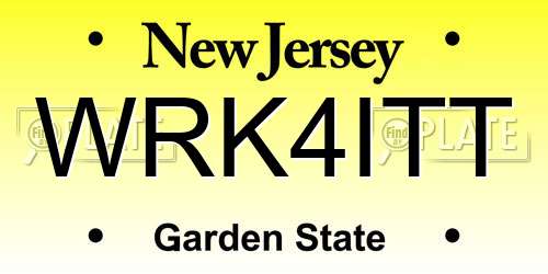 WRK4ITT New Jersey License Plate