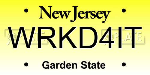 WRKD4IT New Jersey License Plate
