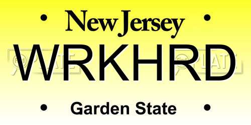 WRKHRD New Jersey License Plate
