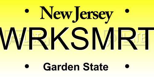 WRKSMRT New Jersey License Plate