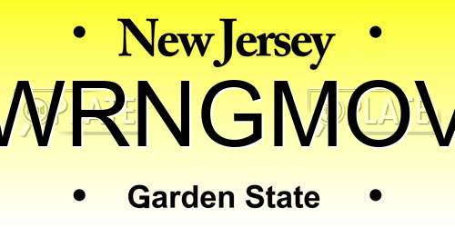WRNGMOV New Jersey License Plate