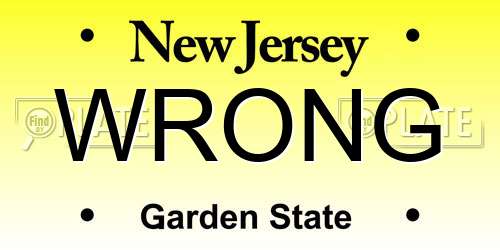 WRONG New Jersey License Plate