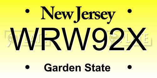 WRW92X New Jersey License Plate