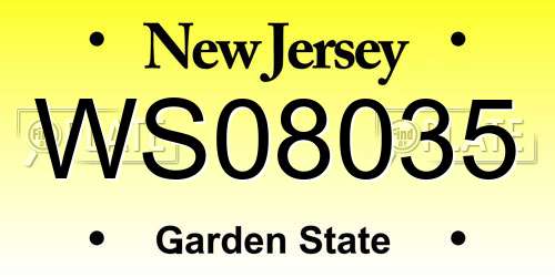 WS08035 New Jersey License Plate