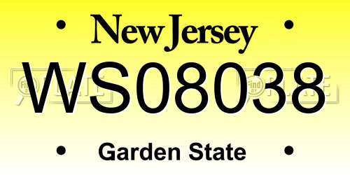 WS08038 New Jersey License Plate