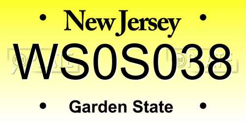 WS0S038 New Jersey License Plate