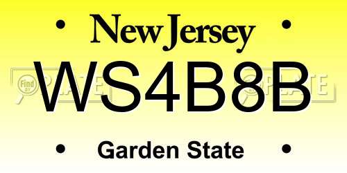 WS4B8B New Jersey License Plate