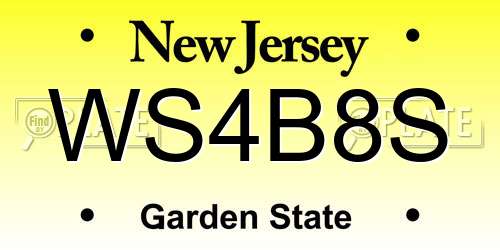 WS4B8S New Jersey License Plate