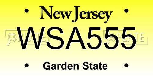 WSA555 New Jersey License Plate
