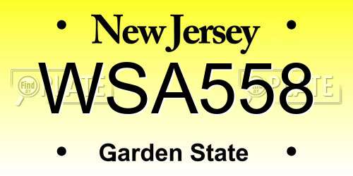 WSA558 New Jersey License Plate