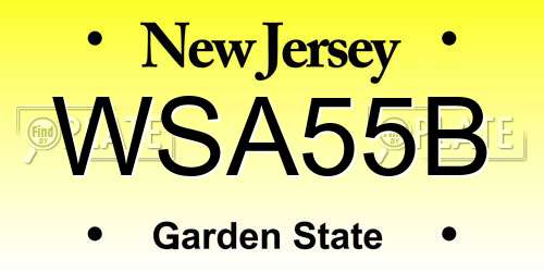 WSA55B New Jersey License Plate