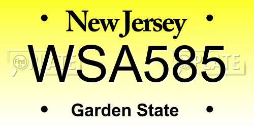 WSA585 New Jersey License Plate
