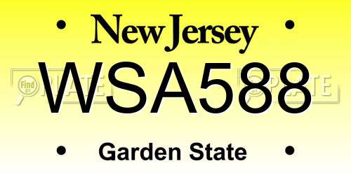 WSA588 New Jersey License Plate