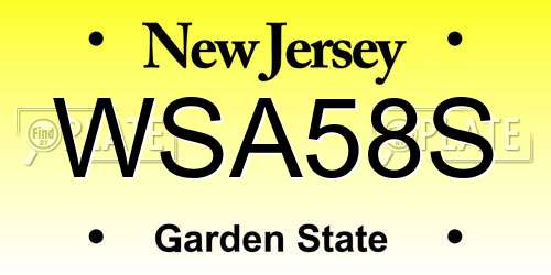 WSA58S New Jersey License Plate