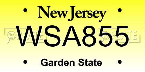 WSA855 New Jersey License Plate