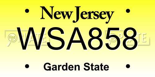 WSA858 New Jersey License Plate