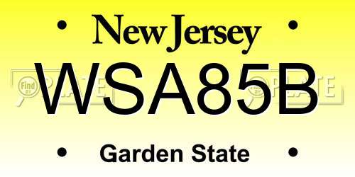 WSA85B New Jersey License Plate