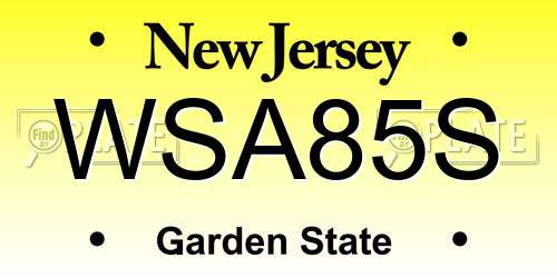 WSA85S New Jersey License Plate