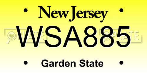 WSA885 New Jersey License Plate