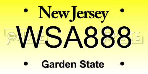 WSA888 New Jersey License Plate