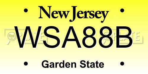 WSA88B New Jersey License Plate