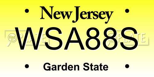 WSA88S New Jersey License Plate