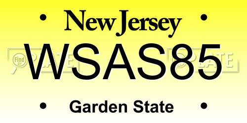 WSAS85 New Jersey License Plate