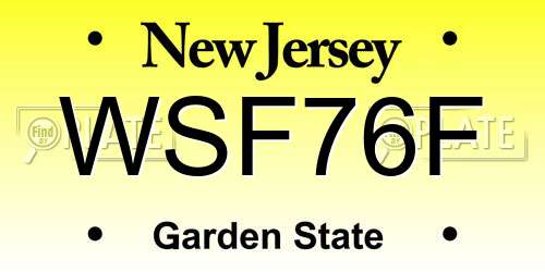 WSF76F New Jersey License Plate