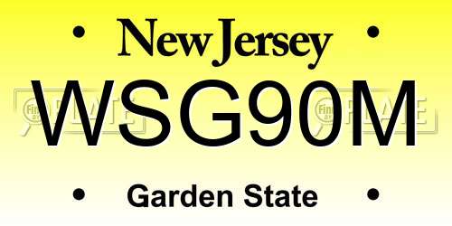 WSG90M New Jersey License Plate