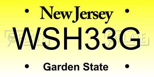 WSH33G New Jersey License Plate