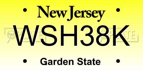 WSH38K New Jersey License Plate