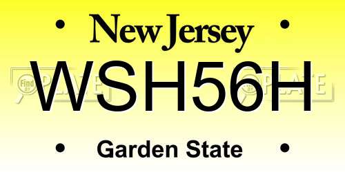 WSH56H New Jersey License Plate