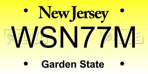 WSN77M New Jersey License Plate