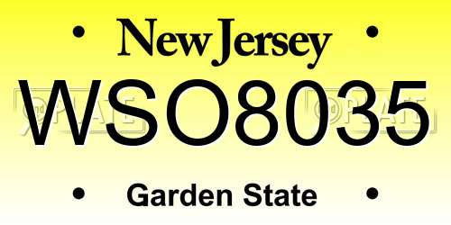 WSO8035 New Jersey License Plate