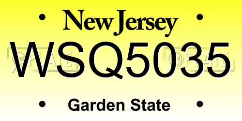 WSQ5035 New Jersey License Plate