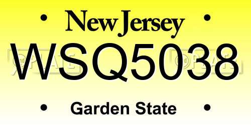 WSQ5038 New Jersey License Plate