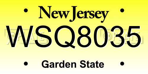 WSQ8035 New Jersey License Plate