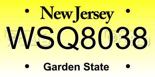 WSQ8038 New Jersey License Plate