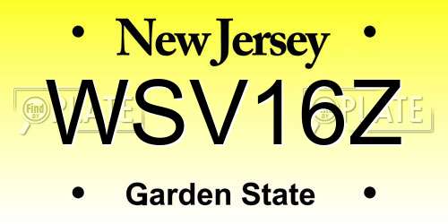 WSV16Z New Jersey License Plate
