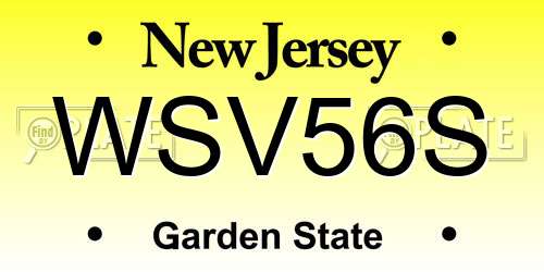 WSV56S New Jersey License Plate