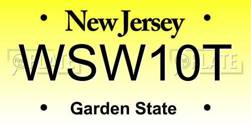 WSW10T New Jersey License Plate