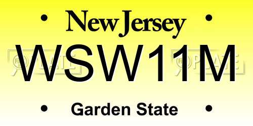 WSW11M New Jersey License Plate